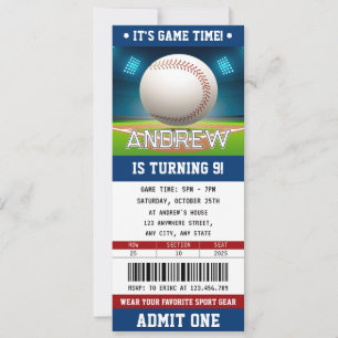 Custom Baseball Ticket Sport Birthday Invitation