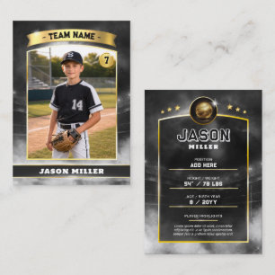 Custom Baseball Trading Card, Black Gold Stadium Calling Card