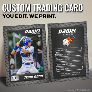 Custom Baseball Trading Card, Black Graphite Sport Calling Card