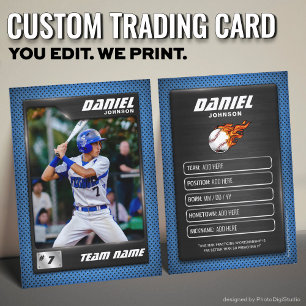 Custom Baseball Trading Card, Blue Graphite Player Calling Card