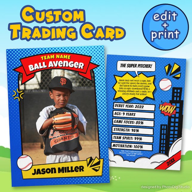 Custom Baseball Trading Card, Comic Baseball Card (Custom Baseball Trading Card, Comic Baseball Card)