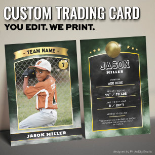 Custom Baseball Trading Card Green Gold Stadium
