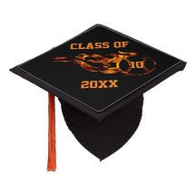 Custom Baseball with flame graduation cap topper
