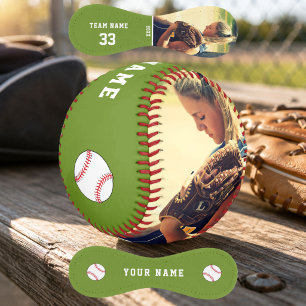 Custom Baseball with Team Name Number Photo