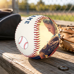Custom Baseball with Team Name Number Photo