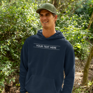 Custom Basic Dark Navy Blue Add Your Text Men's Hoodie