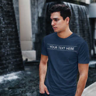 Custom Basic Dark Navy Blue Add Your Text Men's T-Shirt