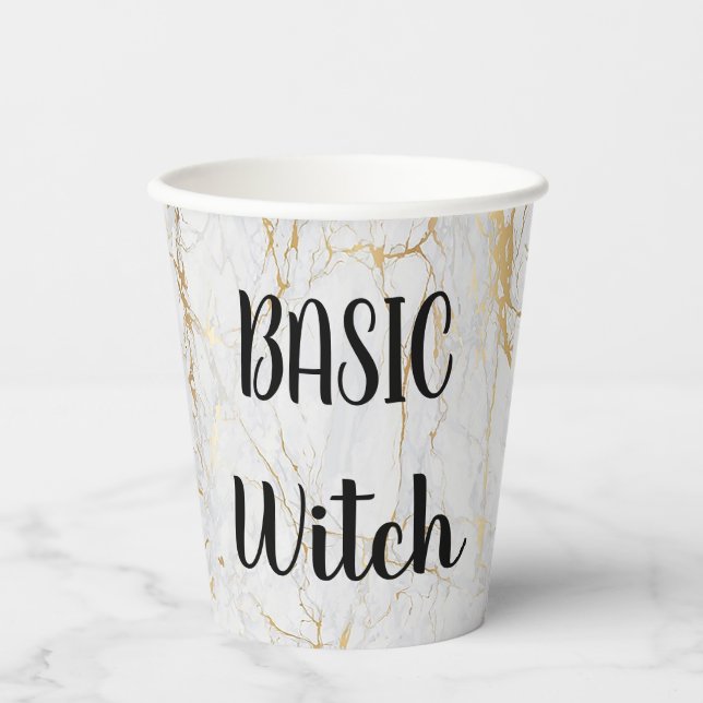 Custom BASIC WITCH Broom Funny Cool Aesthetic Cute Paper Cups (Front)