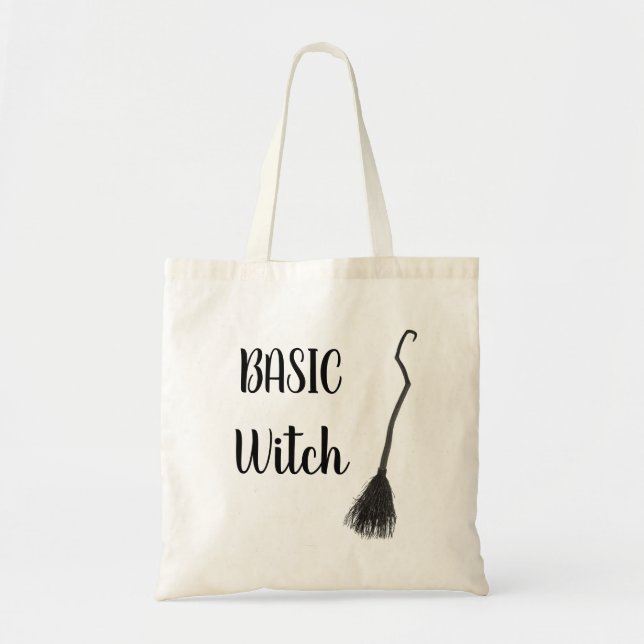 Custom BASIC WITCH Broom Funny Gift Cool Aesthetic Tote Bag (Front)