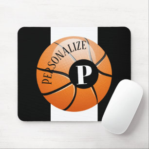 Custom Basketball Baller Name Initial Monogram Mouse Pad