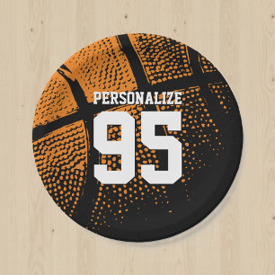 Custom basketball birthday party paper plates