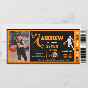 Custom Basketball Birthday Ticket With photo Invitation