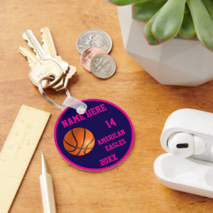 Custom Basketball Girl Keychains with Name Number