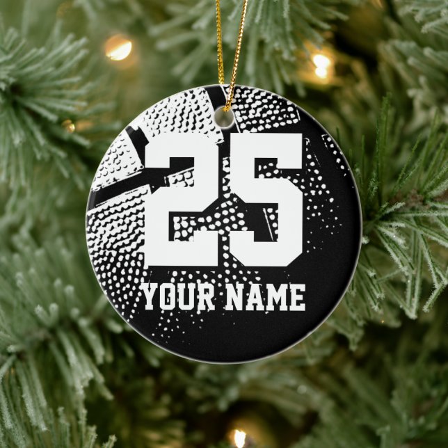 Custom basketball jersey number Christmas tree Ceramic Ornament (Tree)