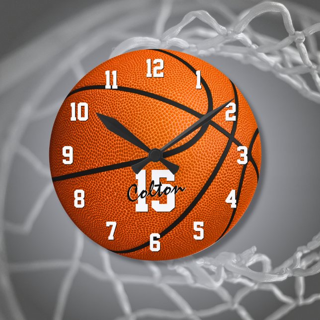 Custom basketball kids room decor  round clock (Creator Uploaded)