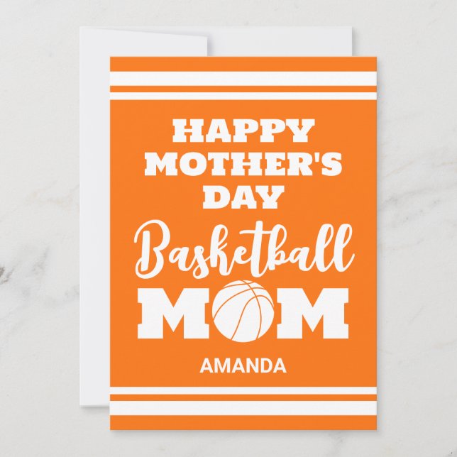 Custom Basketball Mum Mother's Day Photo Flat Card (Front)