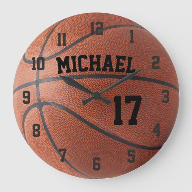 Custom Basketball Name Number Personalizable Large Clock (Front)