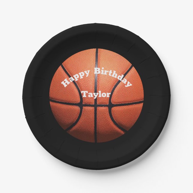 Custom Basketball Name Paper Plate (Front)