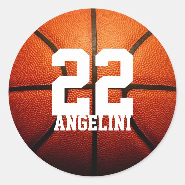 Custom Basketball Numbers Classic Round Sticker (Front)