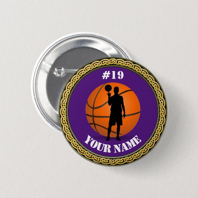 Custom Basketball Player - Add Name & Number 6 Cm Round Badge (Front & Back)