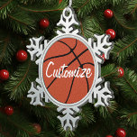 Custom Basketball Player or Team Name Sports Lover Snowflake Pewter Christmas Ornament<br><div class="desc">An awesome customisable snowflake Christmas ornament for basketball players, coaches and fans, with a custom text box where you can type in any text: basketball player's name, team name, slogan, school name, etc. To personalise the ornament, just click "personalise this template" and type anything you want in the custom text...</div>