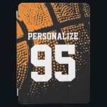 Custom basketball sports jersey number iPad air cover<br><div class="desc">Custom basketball sports jersey number iPad Air Cover. Personalised cover with athletic basketball design. Customisable background colour behind vintage photo. Personalise with high school team name,  monogram,  funny quote,  slogan etc. Cool Birthday gift idea for fans. Make one for dad,  mum,  coach,  boyfriend,  teammates,  coworker etc.</div>