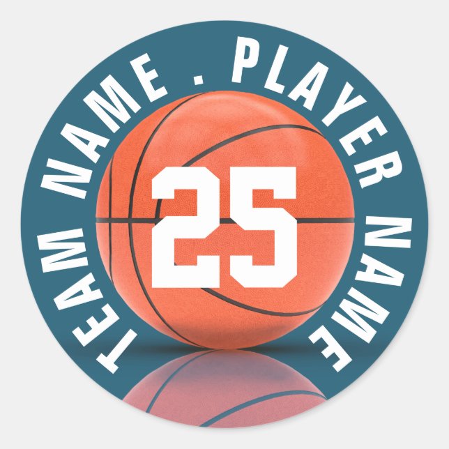 Custom Basketball Team Classic Round Sticker (Front)
