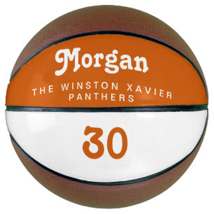 Custom basketball team name Number Orange white