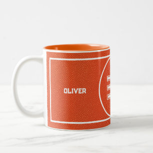 Custom Basketball Textured Orange Two-Tone Coffee Mug