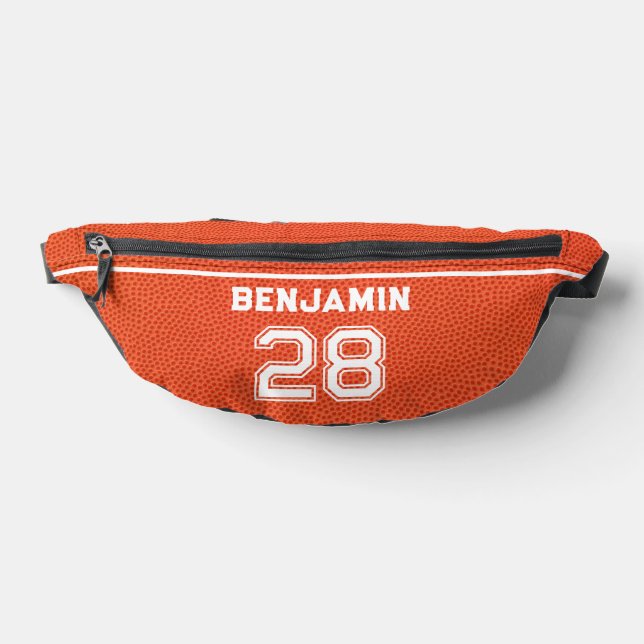 Custom Basketball Textured Player Number Orange Bum Bags (Lay Down)