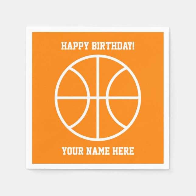 Custom basketball theme kid's Birthday party Napkin (Front)