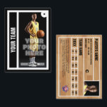 Custom Basketball Trading Card - Black<br><div class="desc">Be just like the pros by having your very own custom basketball card featuring a photo of yourself on the front and your personal basketball statistics on the back. You'll get plenty of cards in a pack because these cards are meant to trade with friends and also to give to...</div>