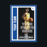 Custom Basketball Trading Card - Blue<br><div class="desc">Be just like the pros by having your very own custom basketball card featuring a photo of yourself on the front and your personal basketball statistics on the back. You'll get plenty of cards in a pack because these cards are meant to trade with friends and also to give to...</div>