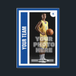 Custom Basketball Trading Card - Blue<br><div class="desc">Be just like the pros by having your very own custom basketball card featuring a photo of yourself on the front and your personal basketball statistics on the back. You'll get plenty of cards in a pack because these cards are meant to trade with friends and also to give to...</div>