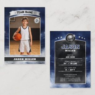 Custom Basketball Trading Card Blue Silver Stadium