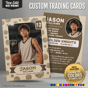 Custom Basketball Trading Card, Editable Colours Calling Card
