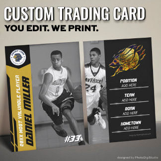 Custom Basketball Trading Card, Gold MVP Card