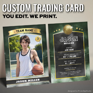 Custom Basketball Trading Card Green Gold Stadium