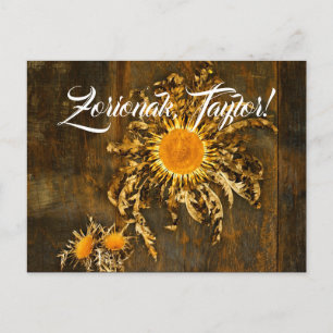 Custom, Basque symbol Eguzkilore or sun flower, Postcard