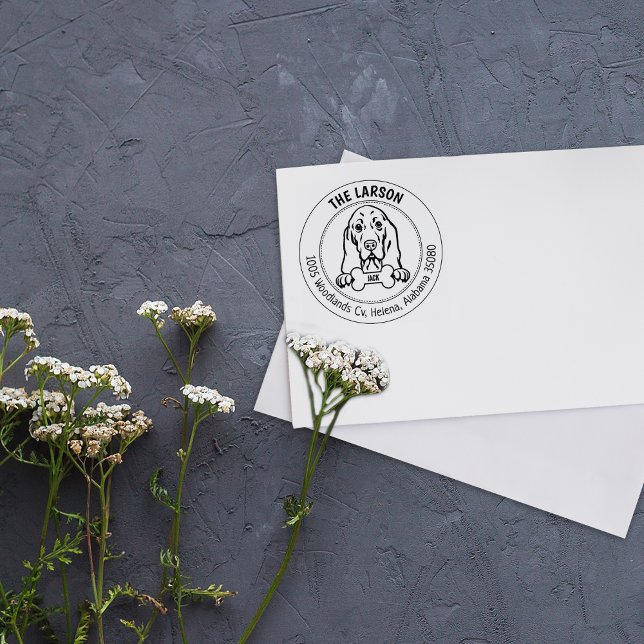 Custom Basset hound Dog Return Address Rubber Stamp (Creator Uploaded)