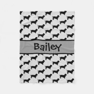 Custom Basset Hound Dog Silhouette Fleece Blanket