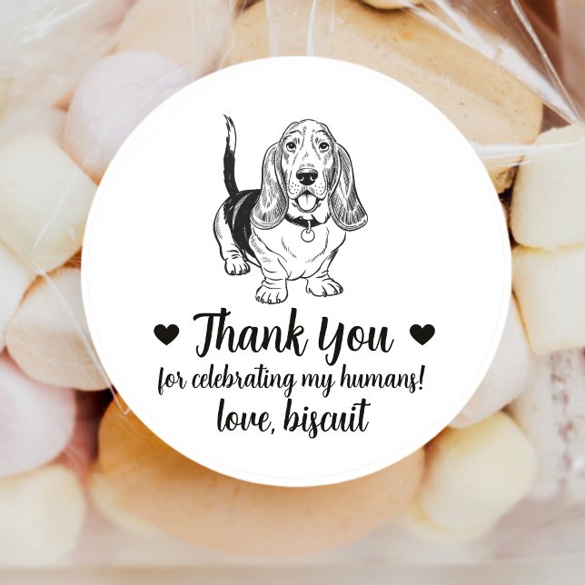 Custom Basset Hound Dog Wedding Favour Stickers (Creator Uploaded)