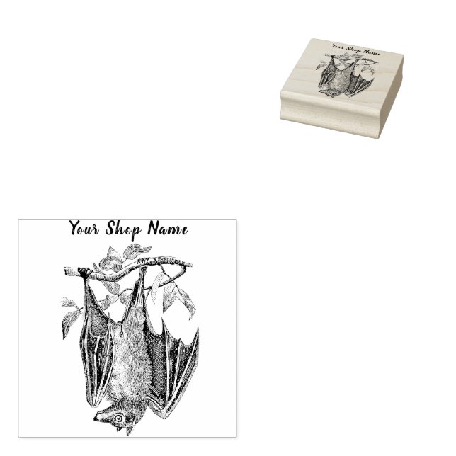 Custom Bat Small Business  Rubber Stamp (Stamped)