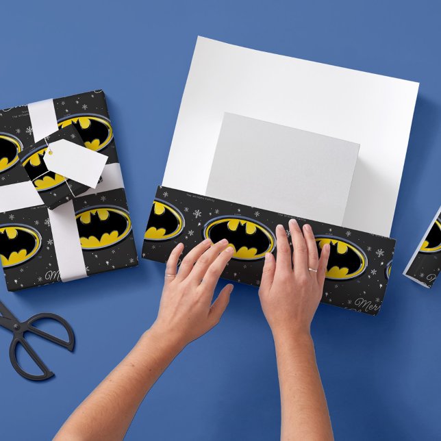Custom Batman Logo Christmas Snowflake Wrapping Paper (Creator Uploaded)