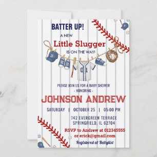 Custom Batter up Baseball Baby Shower Invitation