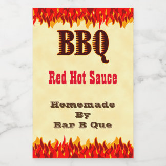 Custom BBQ Hot Sauce 2x3" Label with Red Flames