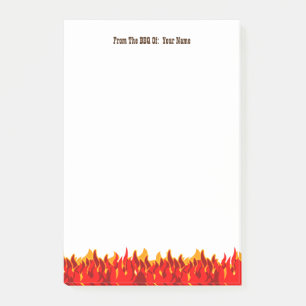 Custom BBQ Red Flames Western Letter Post it Notes