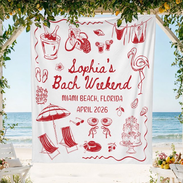 Custom Beach Bachelorette Party Banner Decor Tapestry (Creator Uploaded)