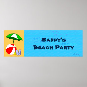 Custom Beach Ball Pool Umbrella Party Poster