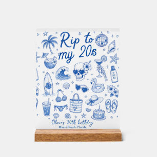 custom beach blue birthday 20s hand drawn ocean acrylic sign
